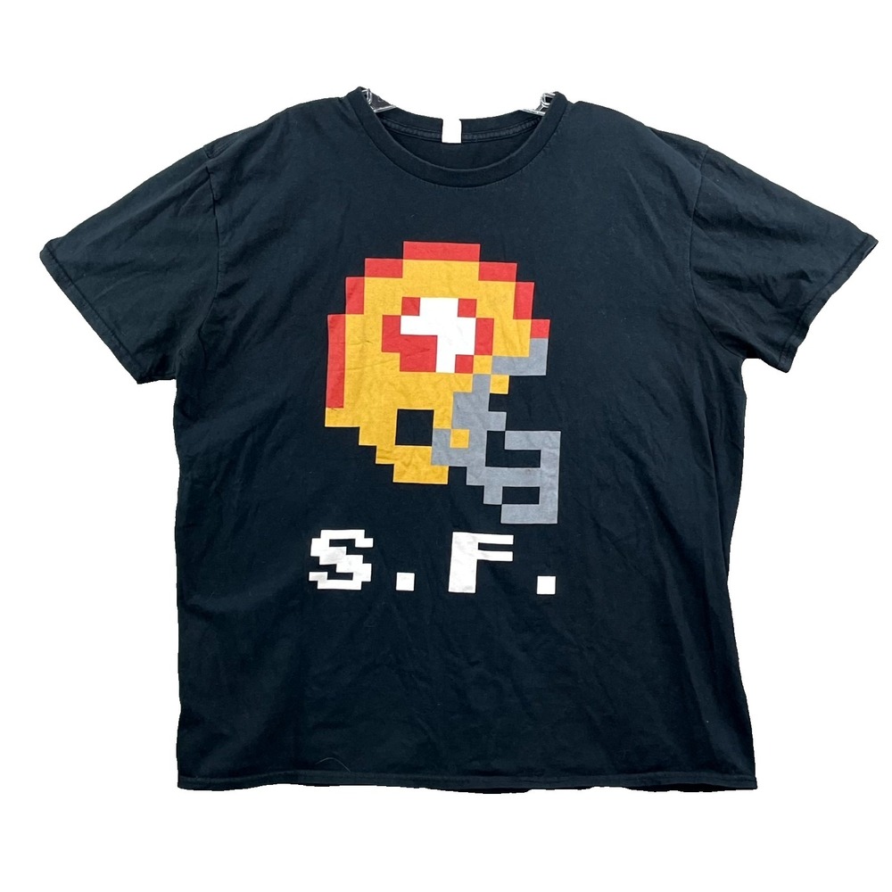 Anvil San Francisco 49ers T Shirt Mens XL Black Tecmo Bowl‎ Graphic NFL Football